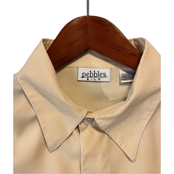 Pebbles Silk 100% Silk Button Down Blouse Cream Champagne Vintage Minimalist - Picture 2 of 7